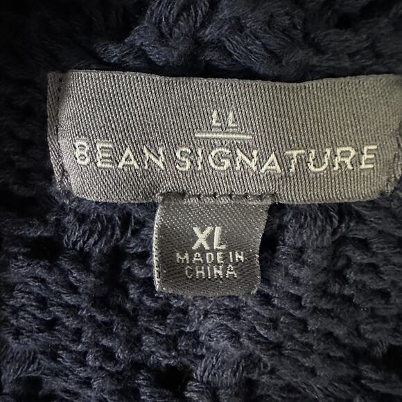 LL Bean Signature Fisherman Cardigan Shawl Collar Sweater Mens XL Navy Blue Long - Picture 6 of 10